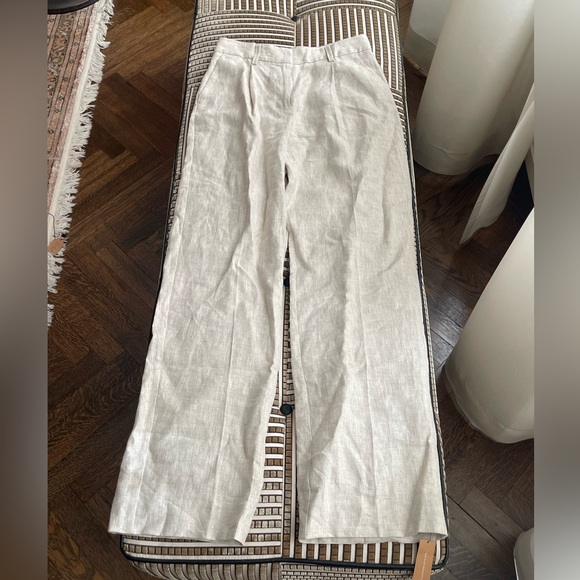 Reformation Alex Linen Pant in Oatmeal - Picture 4 of 10